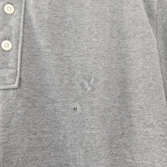 NWT American Eagle Long-Sleeve Polo Shirt Super Soft Standard Fit Grey - Picture 9 of 15